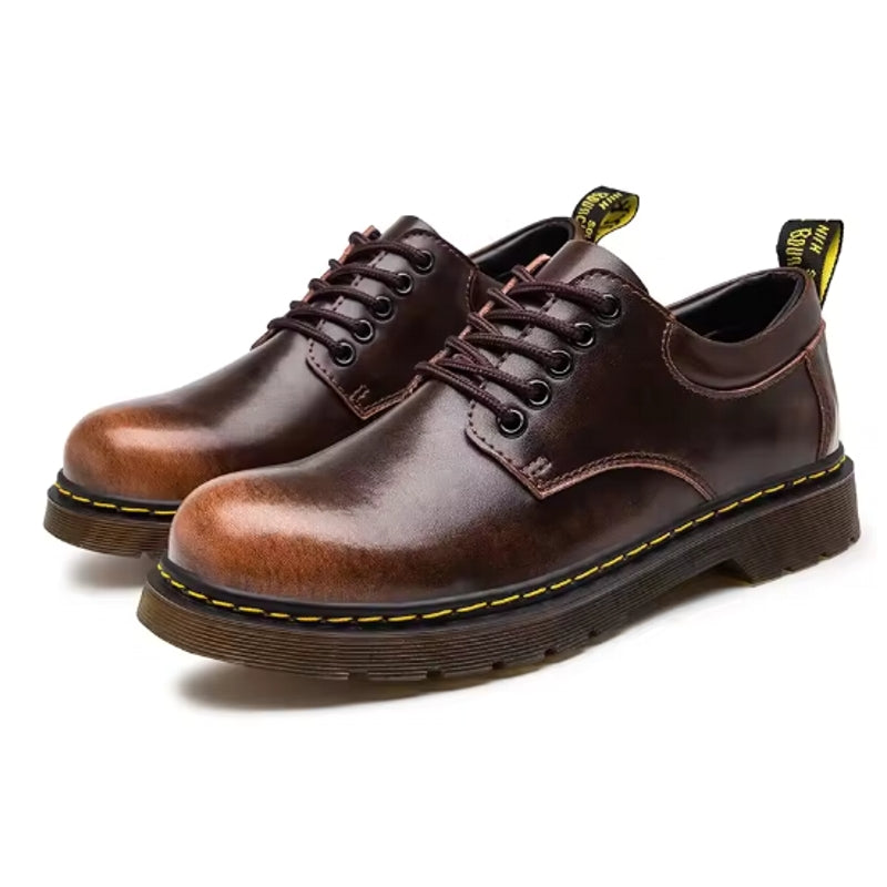 Men Genuine Leather Round Toe Walking Shoes Brown Men Dresses Shoes - Tophatter Daily Deals