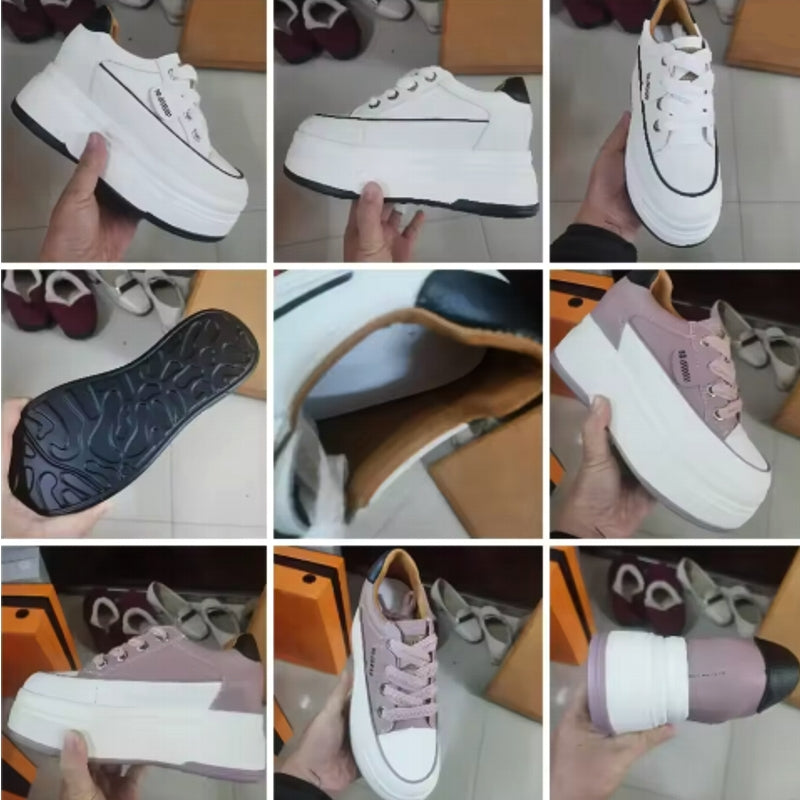 Cow Suede Genuine Leather Platform Shoes 9cm High Heel Sneaker - Tophatter Daily Deals