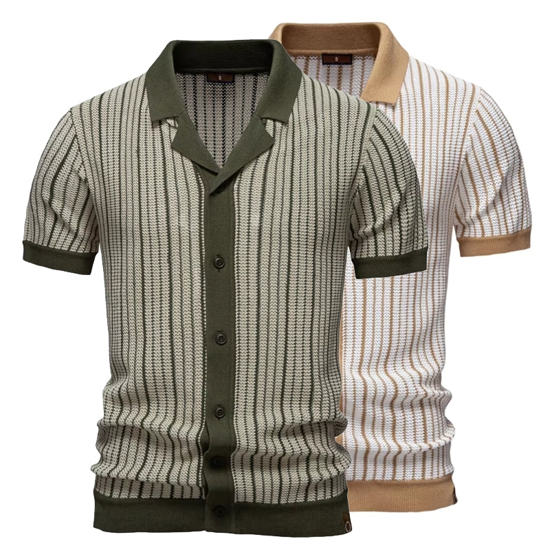 Men Striped Breathable Polo Shirt Men T-Shirts - Tophatter Daily Deals
