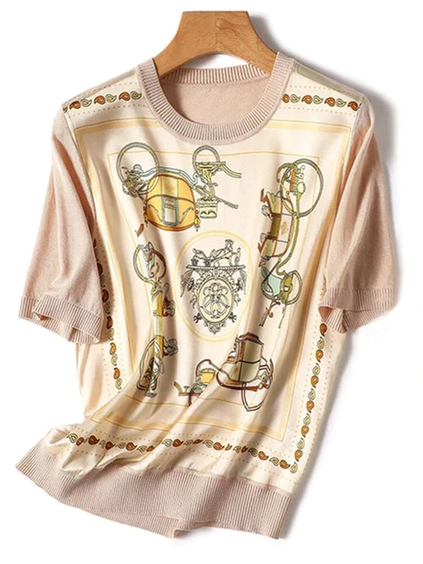 Summer Ice Silk Short Sleeve T-shirt Blouses - Tophatter Daily Deals