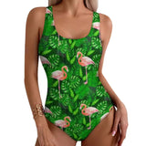 Tropical Flamingo Women Swimsuit One Piece Apple Green Swimwear - Tophatter Daily Deals