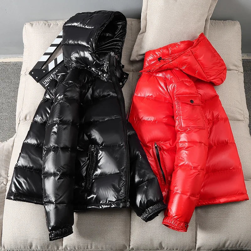 Men Trend Solid Color Short Winter Warm Hooded Parkas Men Jackets - Tophatter Daily Deals