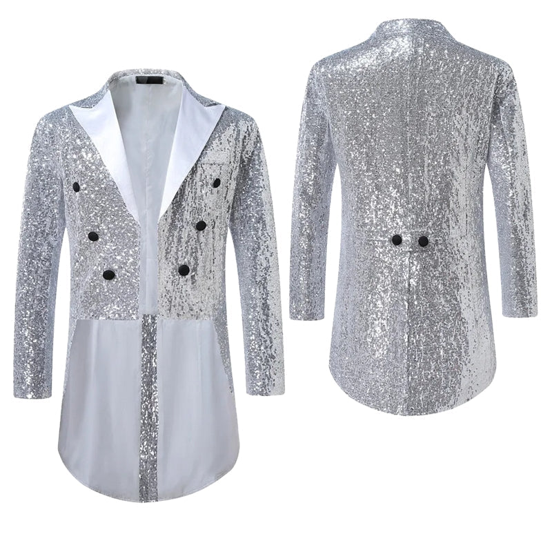 British Style Men Luxury Sequined Tuxedo Suit Jacket Coats & Jackets - Tophatter Daily Deals