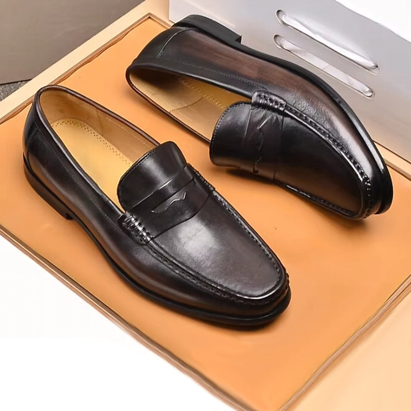 Fashion Business Leather Slip On Loafers Black Men Dresses Shoes - Tophatter Daily Deals