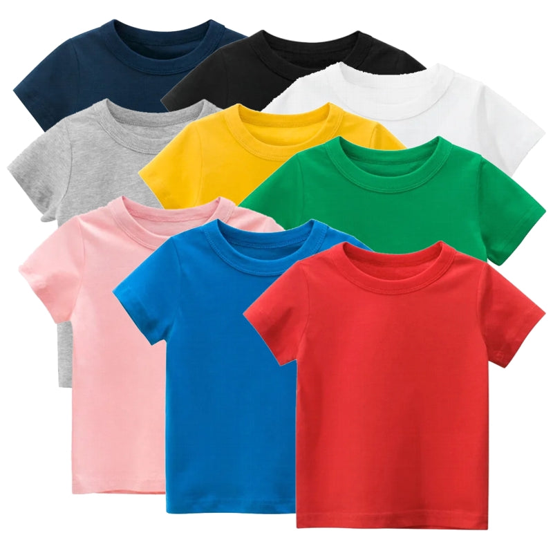 Summer Solid Color Children Cotton T-shirt 2-10Y kids clothing - Tophatter Daily Deals