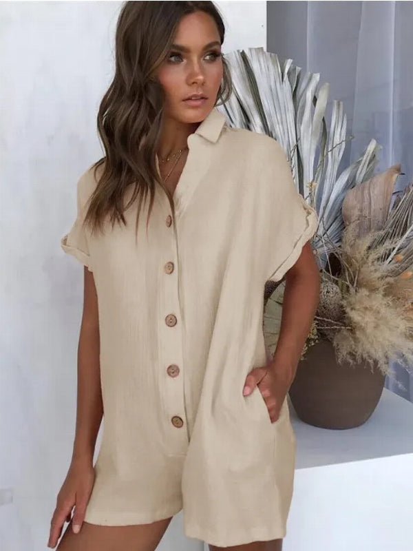 One piece top short Khaki Jumpsuit - Tophatter Daily Deals