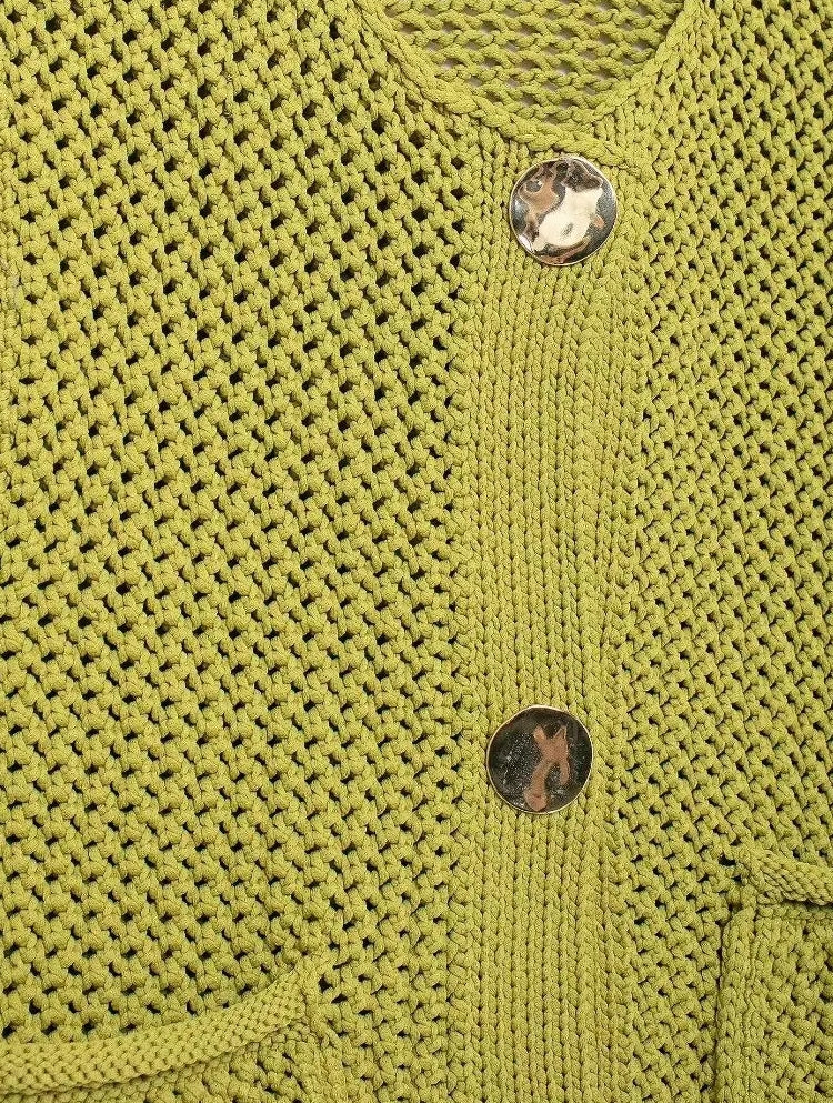 Green Round Neck Women Knitted Vest Blouses - Tophatter Daily Deals