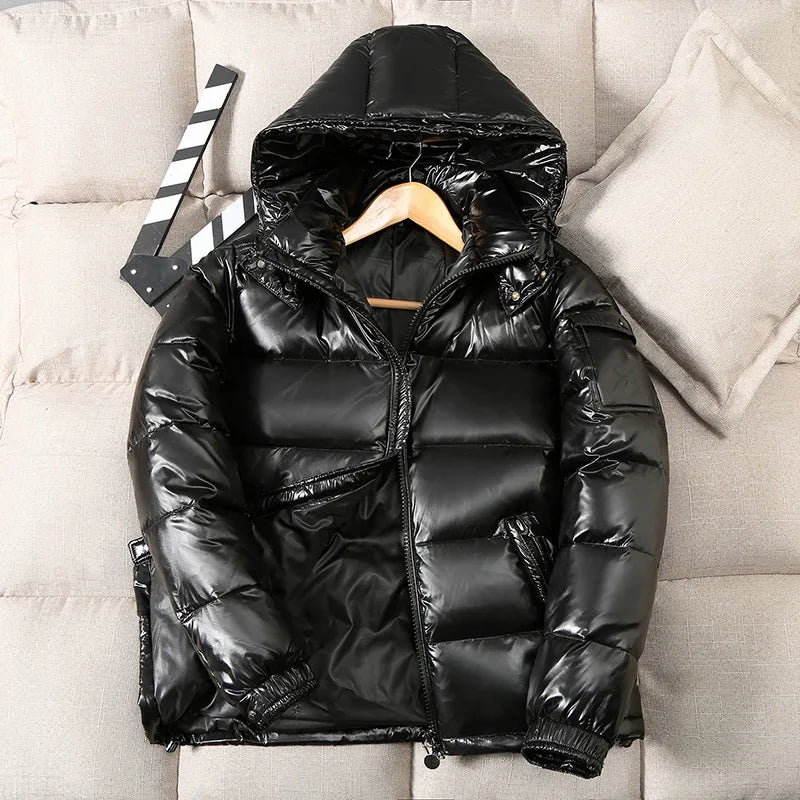 Men Trend Solid Color Short Winter Warm Hooded Parkas Men Jackets - Tophatter Daily Deals