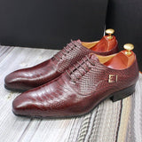 Men Leather Oxford Shoes Snake Skin Print Business Leather Shoes - Tophatter Daily Deals