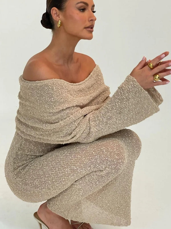 Slim Knitted Sexy See Through Dresses Khaki Solid Color Dresses - Tophatter Daily Deals