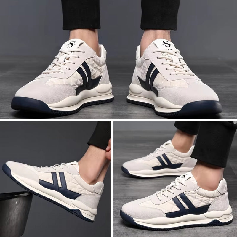 Genuine Leather Lift Sneakers Elevator Shoes White Men Sneakers - Tophatter Daily Deals