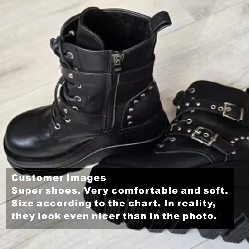 Unisex PU Leather Ankle Boots Platform Gothic Shoes Boots - Tophatter Daily Deals