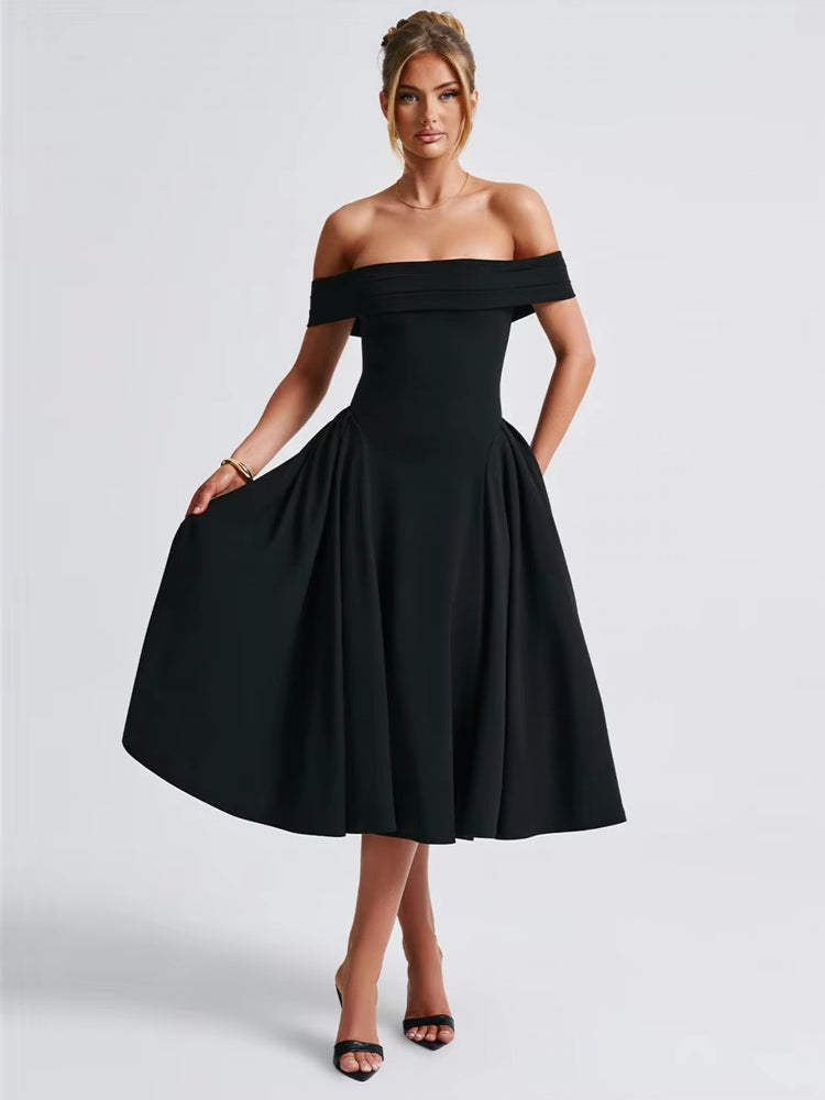 Off-shoulder Backless Sexy Midi Dress Midi Dresses - Tophatter Daily Deals