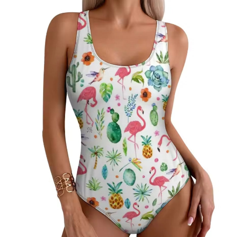 Tropical Flamingo Women Swimsuit One Piece Apricot Swimwear - Tophatter Daily Deals