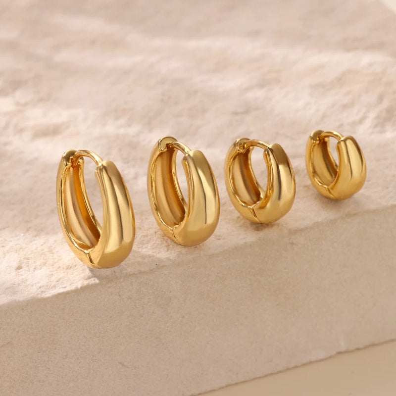 Retro style Chunky Gold Hoop Earrings for Women Full Sets Earrings - Tophatter Daily Deals