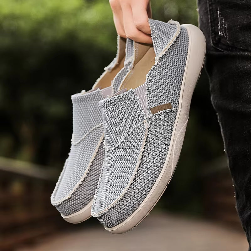 Fashion Flat Loafers Shoes Canvas Shoes Gray Loafers - Tophatter Daily Deals