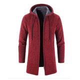 Warm Zipper Medium Long Cardigan Sweaters Burgundy Men's Clothing - Tophatter Daily Deals