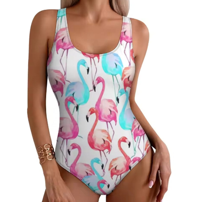 Tropical Flamingo Women Swimsuit One Piece Light Pink Swimwear - Tophatter Daily Deals