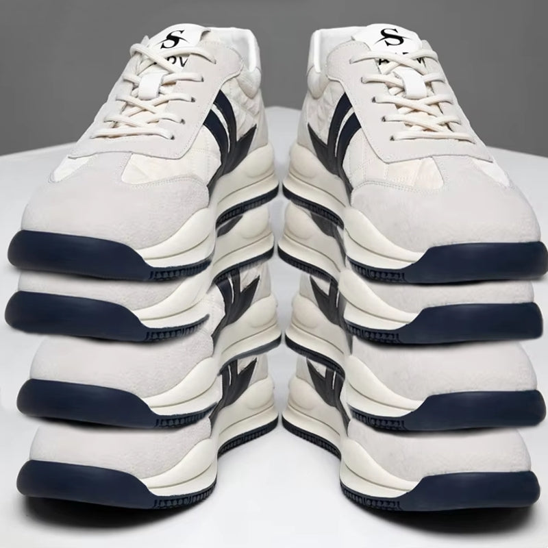 Genuine Leather Lift Sneakers Elevator Shoes Men Sneakers - Tophatter Daily Deals