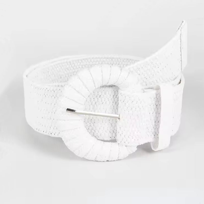 Unisex Braided Belt Adjustability Fake Straw Belt States White Belt - Tophatter Daily Deals
