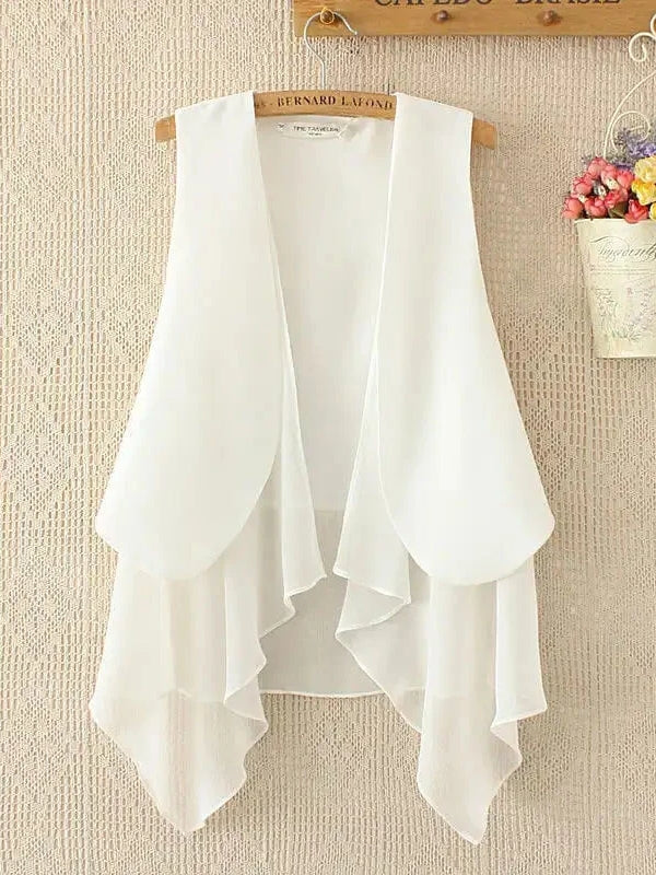 Fashion Slim Joker Sleeveless Vest White Blouses - Tophatter Daily Deals
