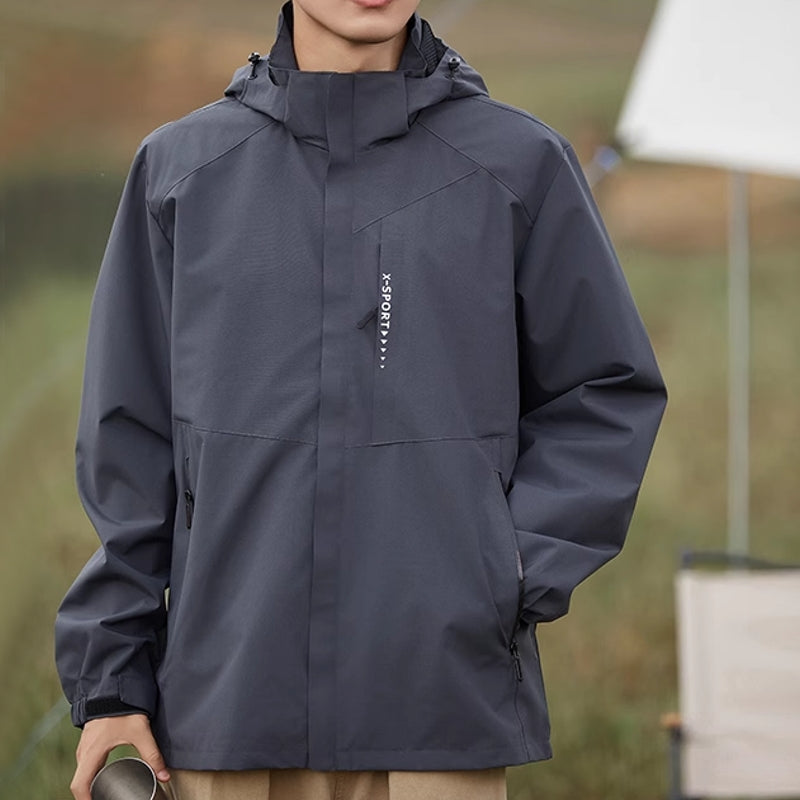 Outdoor Waterproof and Windproof Hooded Windbreaker Coats Gray Tracksuits - Tophatter Daily Deals