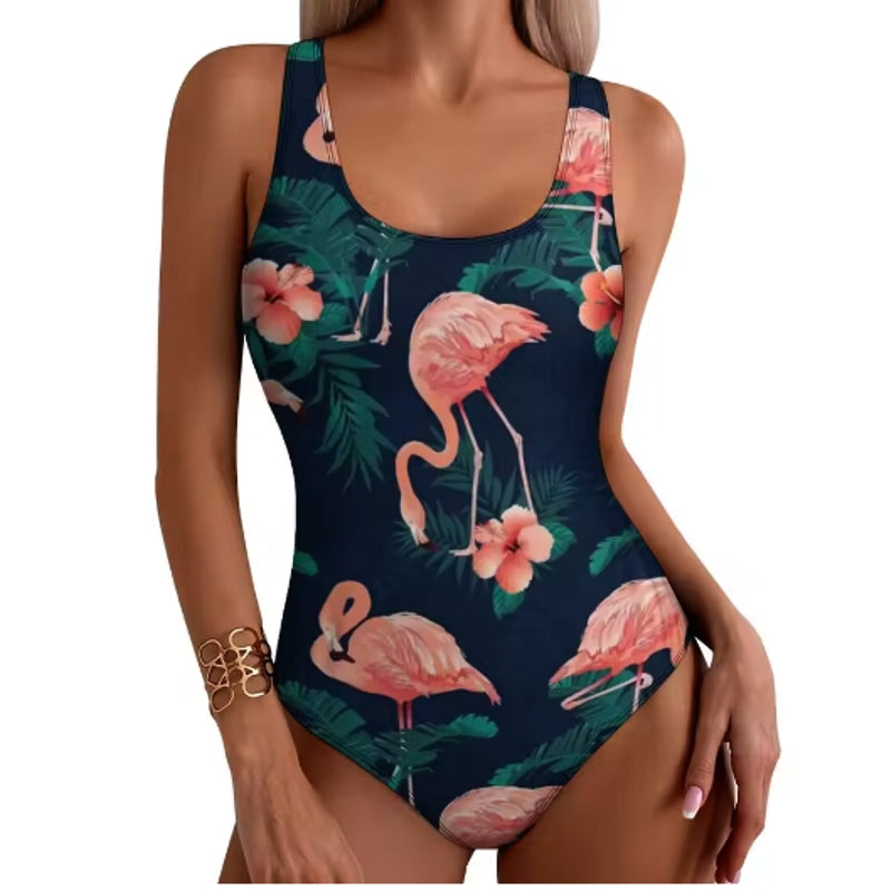Tropical Flamingo Women Swimsuit One Piece Watermelon Swimwear - Tophatter Daily Deals