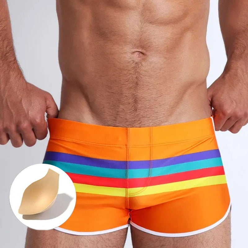 Sexy rainbow Pride Strips Swimwear Pad Push-up Swimsuit - Tophatter Daily Deals