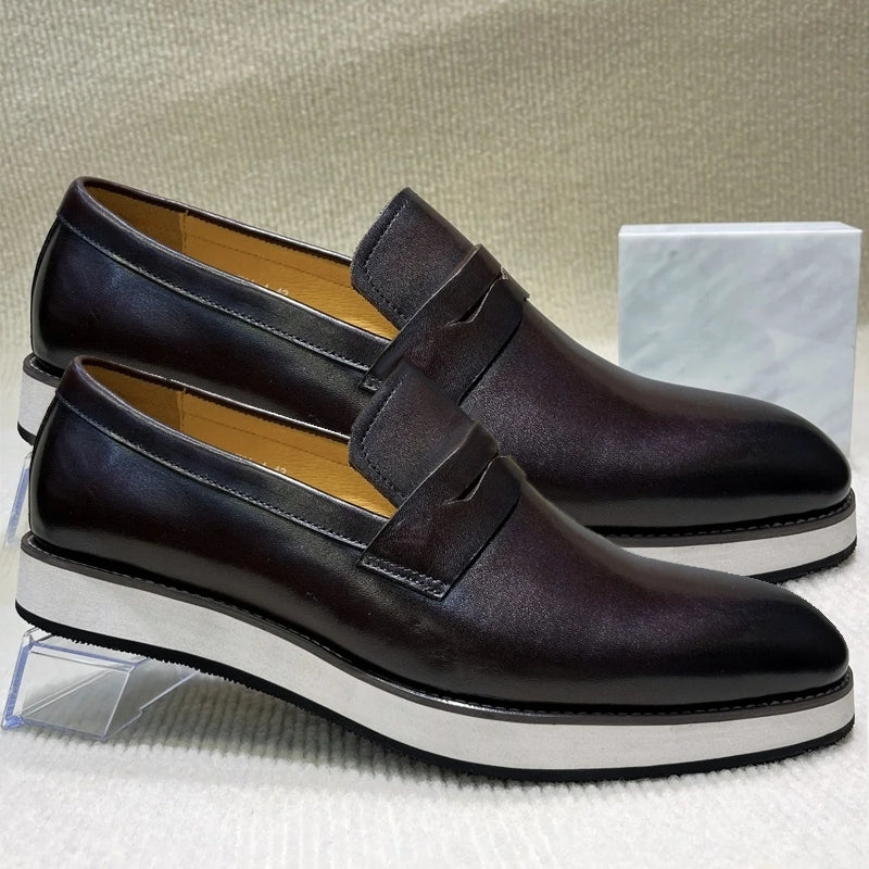 Casual Shiny Leather Formal Shoes for Banquet Dark Brown Men Dresses Shoes - Tophatter Daily Deals