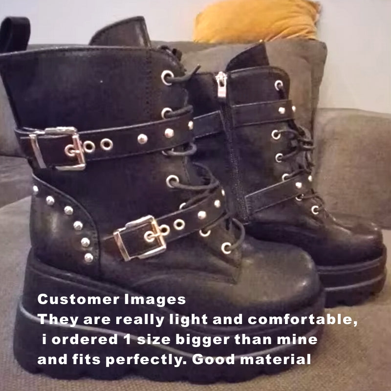 Unisex PU Leather Ankle Boots Platform Gothic Shoes Boots - Tophatter Daily Deals