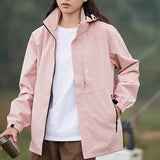Outdoor Waterproof and Windproof Hooded Windbreaker Coats Pink Tracksuits - Tophatter Daily Deals
