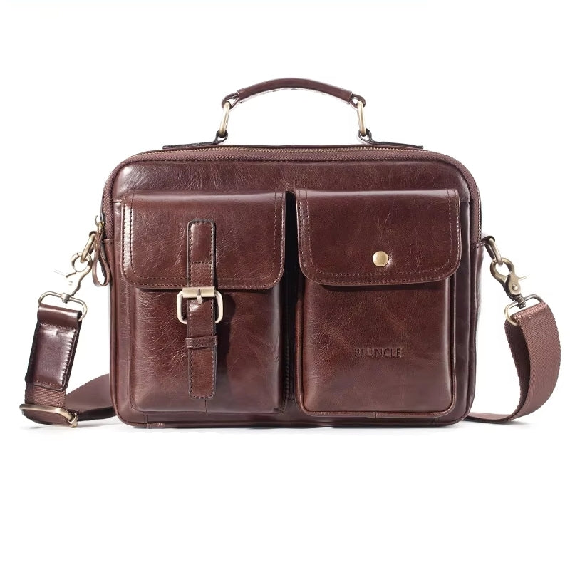 Cowhide Casual Handbag Tote Briefcase Brown Bag - Tophatter Daily Deals