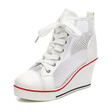Fashion Black White Pink Stealth Increase High-top Sneakers High Heel Sneaker - Tophatter Daily Deals