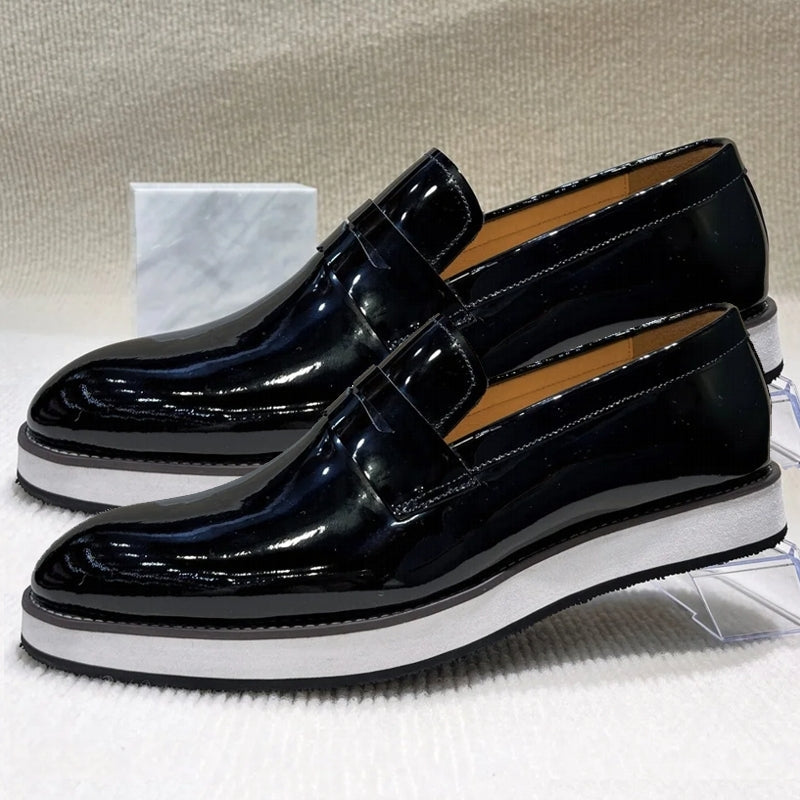 Casual Shiny Leather Formal Shoes for Banquet Black Men Dresses Shoes - Tophatter Daily Deals