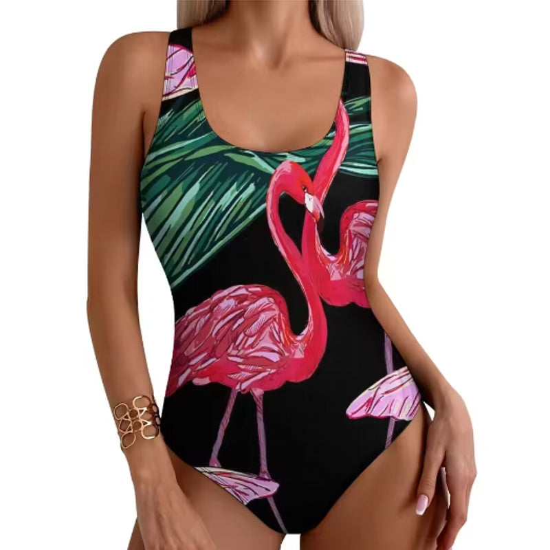 Tropical Flamingo Women Swimsuit One Piece Red Swimwear - Tophatter Daily Deals