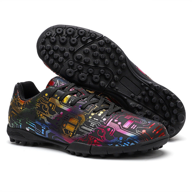 Unisex Ankle Football Boots Cleats Grass Training TF Black 35 Soccer Shoes - Tophatter Daily Deals