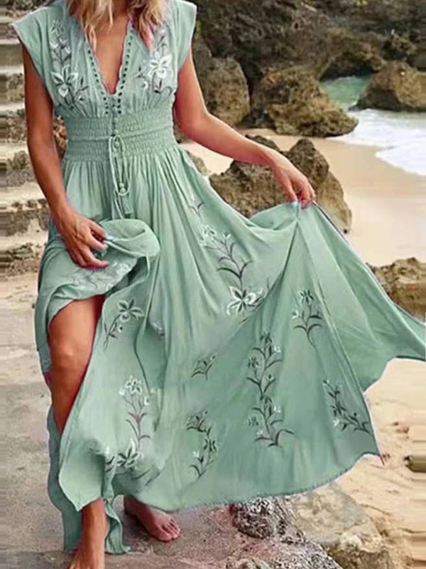 Fashion Sexy Slim Floral Skirt Midi Dresses - Tophatter Daily Deals
