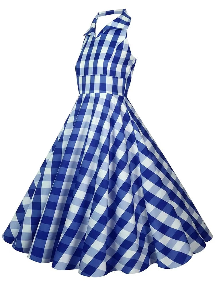 Retro Halter Party Midi Dresses Midi Dresses - Tophatter Daily Deals