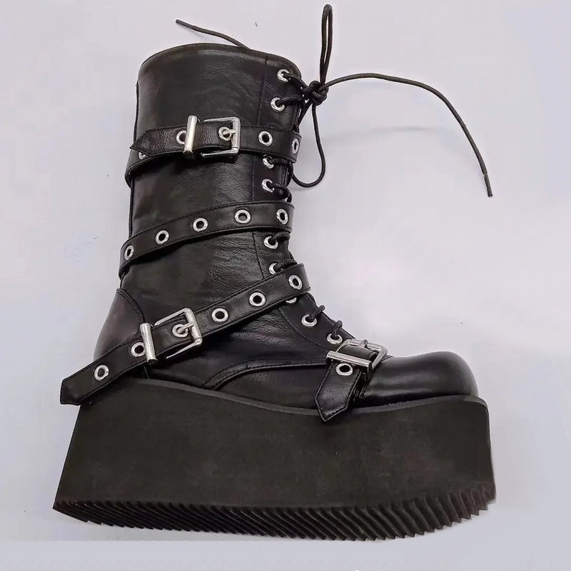 Women Boots Buckle Round Toe Wedges Platform Boots Boots - Tophatter Daily Deals