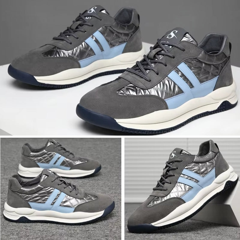 Genuine Leather Lift Sneakers Elevator Shoes Grey Men Sneakers - Tophatter Daily Deals