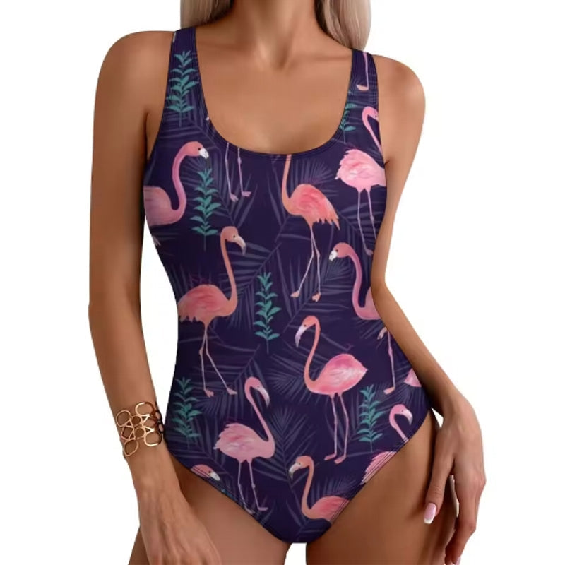 Tropical Flamingo Women Swimsuit One Piece Pink Swimwear - Tophatter Daily Deals