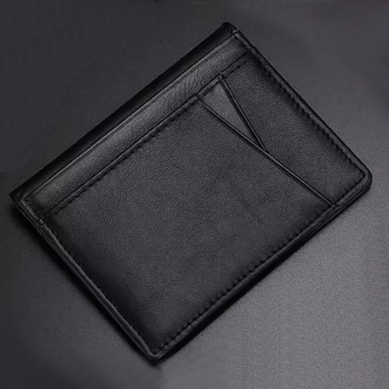 Slim Soft Wallet in Genuine Leather Card Holder Black Wallets - Tophatter Daily Deals