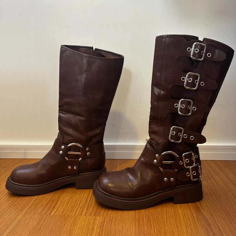 Elegant Low Heel Trend Punk Gothic Rock Boots Boots - Tophatter Daily Deals