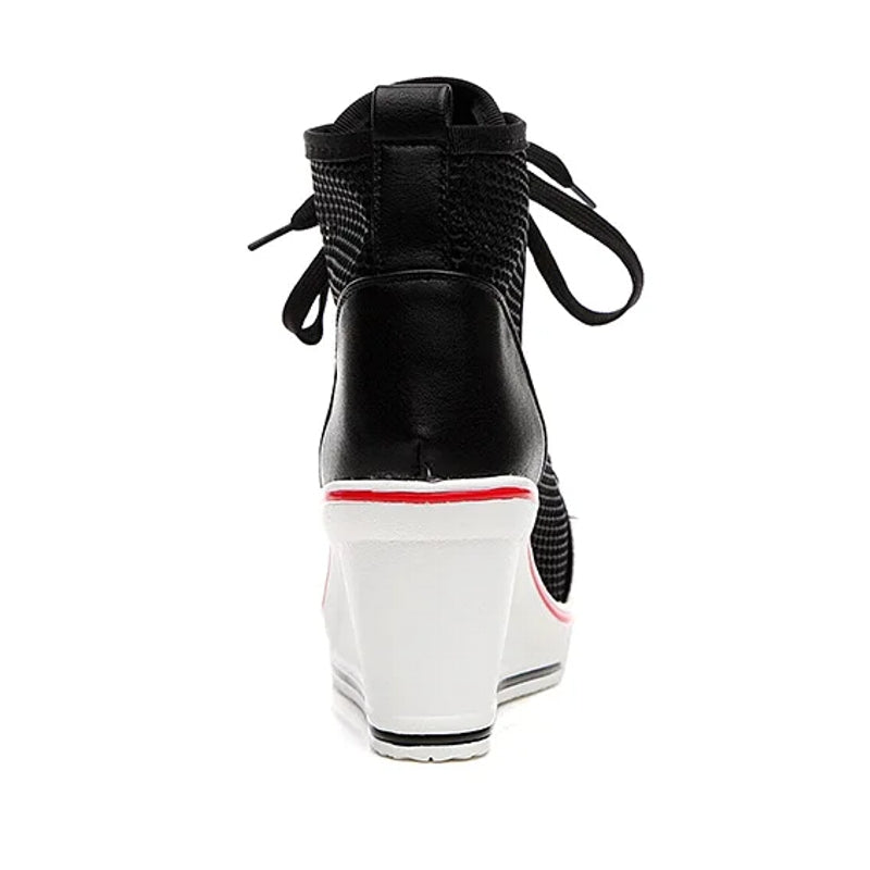Fashion Black White Pink Stealth Increase High-top Sneakers High Heel Sneaker - Tophatter Daily Deals
