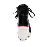 Fashion Black White Pink Stealth Increase High-top Sneakers High Heel Sneaker - Tophatter Daily Deals