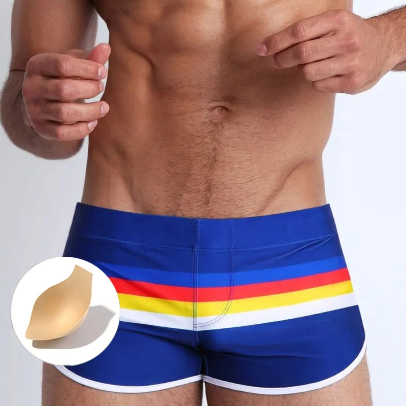 Sexy rainbow Pride Strips Swimwear Pad Push-up Swimsuit - Tophatter Daily Deals