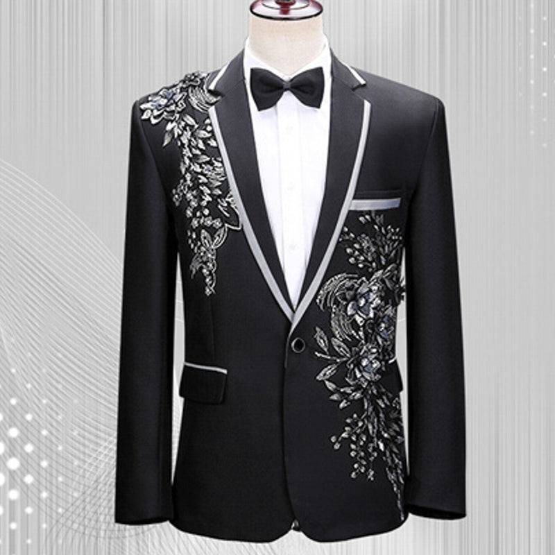 Luxury Patchwork Blazer Single-Button Jacket for Men Men Blazer - Tophatter Daily Deals