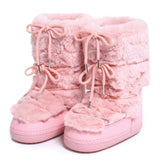 Winter Fur Women Snow Boots Pink Long Snow Boots - Tophatter Daily Deals