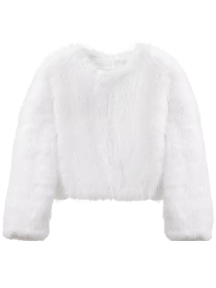 Gradient Cropped Faux Fur Coats White Coats & Jackets - Tophatter Daily Deals