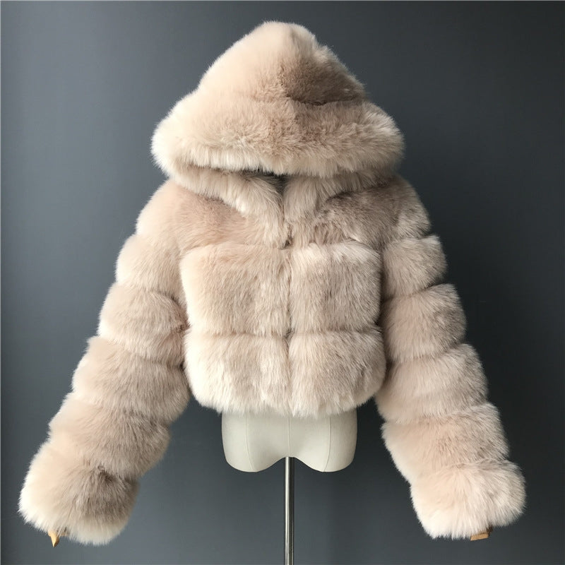 Women Fluffy Top Coat Hooded Straight Short Jacket - Tophatter Daily Deals